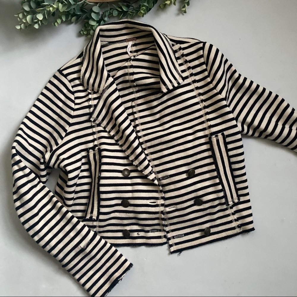 Free people striped knit sweater blazer